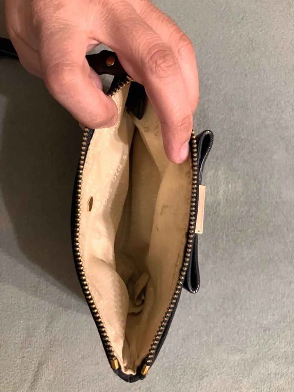 Kate Spade Black Wristlet Clutch with Cream Interior